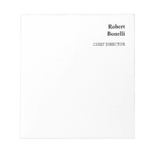 Bloc-note Minimaliste Nom Personnalisé Moderne Blanc Simple