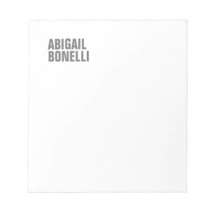 Bloc-note Minimaliste professionnel moderne gris blanc gras