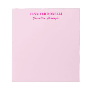 Bloc-note Minimaliste rose tendance personnalisé nom personn