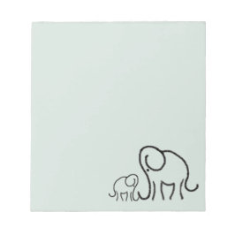 Bloc-note Minimaliste Stylisé Eléphants mignons maman et béb