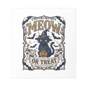 Bloc-note Minou ou traiter Chat Halloween Chat effrayant Vin