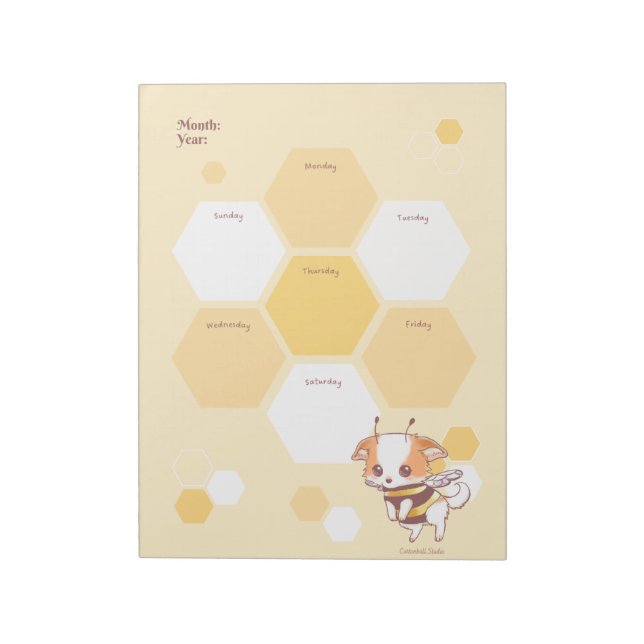 Bloc-note Mochi Bee Cute Puppy Honey Bee Weekly Planner (Tourné)