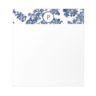 Bloc-note Modèle bleu Damas de la marine classique