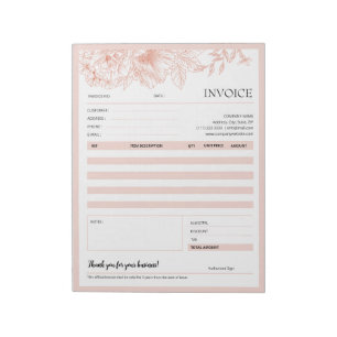 Bloc-note Modèle de facture Pink Floral Bordure Petite entre