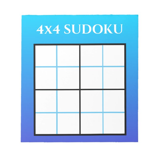 Bloc-note Modèle de grille Sudoku 4x4 bleu Ombre (Devant)