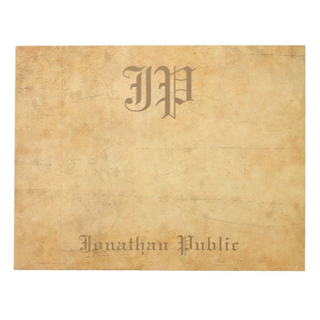 Bloc-note Modèle de texte vintage pour Mariage de monogramme (Devant)