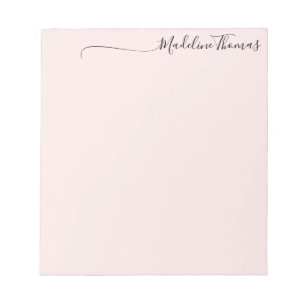 Bloc-note Modern Girly Black Pink Script Calligraphy Name