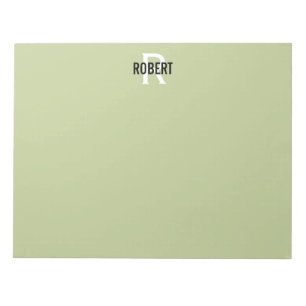 Bloc-note Modern green monogram name notepad