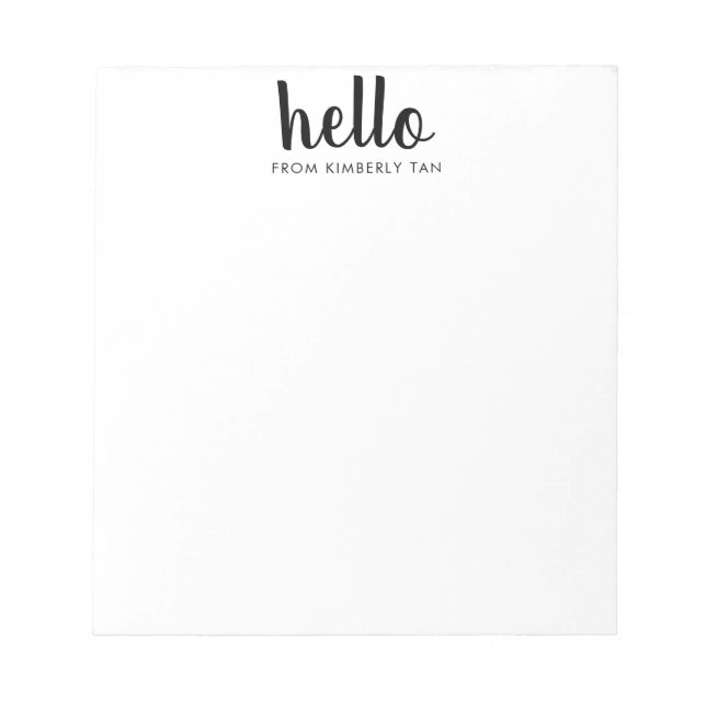Bloc-note Modern HELLO Bold Script Black Chic Typographie (Devant)