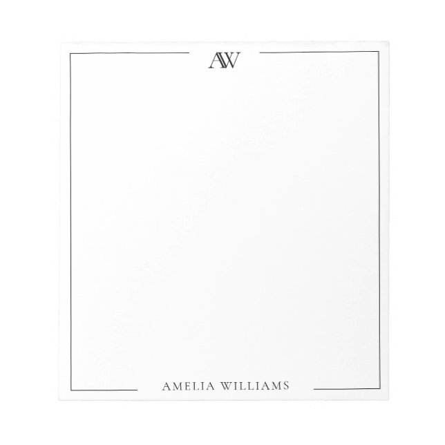 Bloc-note Modern Minimalist Elegant Monogram (Devant)