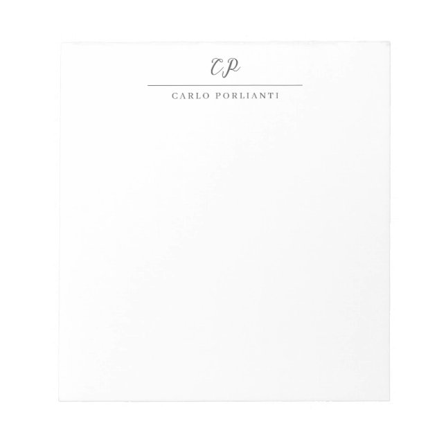 Bloc-note Modern Monogrammed Calligraphy Plain Simple Name (Devant)