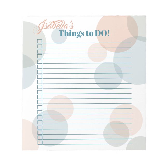 Bloc-note Modern Pastel Bubbles Bride's Things to Do List (Devant)