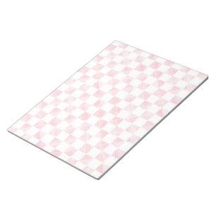 Bloc-note Modern Rose Gold Strokes Checkered White Pattern