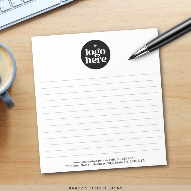 Bloc-note Modern Simple Business Logo Notepad (Notepad shown in 5.5 x 6 inches. Add your logo and business information. )