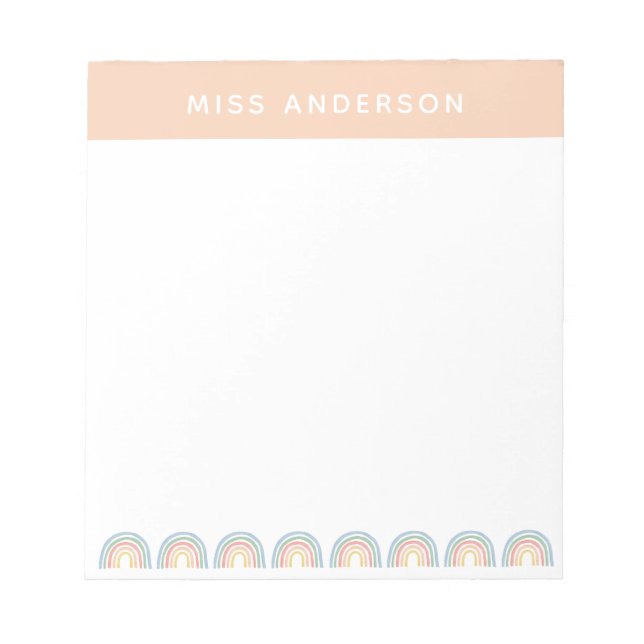 Bloc-note Moderne aquarelle arc-en-ciel professeur merci cad (Devant)