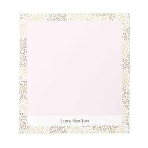Bloc-note Moderne Chic Doré Paillettes Cadre Confettis Rose 