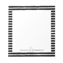 Moderne Chic Stripes Noir Couples Papeterie