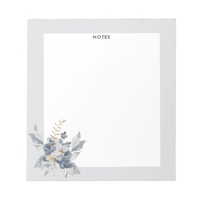 Bloc-note Moderne Dusty Blue Navy Floral Bouquet Bridesmaid (Devant)