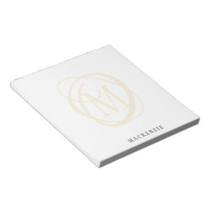 Bloc-note Moderne élégant élégant Monogramme Or Nom