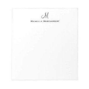 Bloc-note Moderne Élégant Simple Script Monogramme Initial