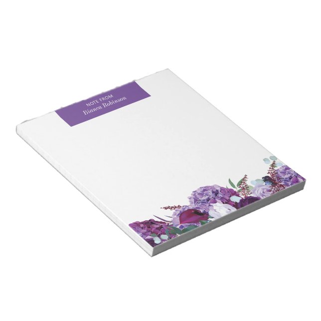 Bloc-note Moderne Floral Purple Botanique Personnalisé (Incliné)