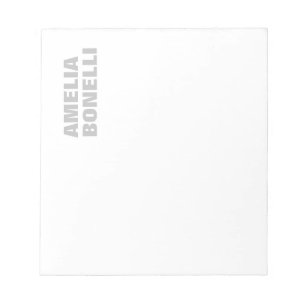 Bloc-note Moderne Gris Blanc Minimaliste Professionnel Gras