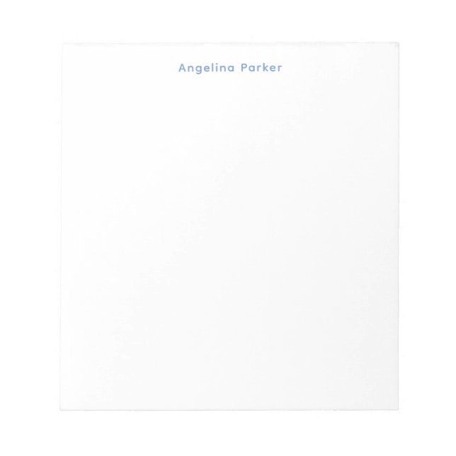 Bloc-note Moderne minimaliste Plaque Bleu Simple Blanc (Devant)