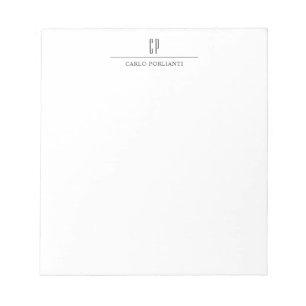 Bloc-note Moderne Monogramme Professionnel Plain Nom simple