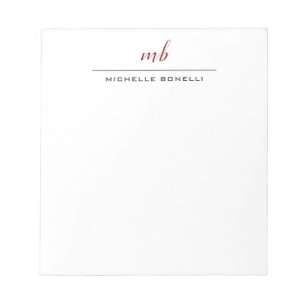 Bloc-note Moderne Monogramme Professionnel Plain Simple Mini