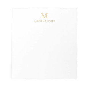 Bloc-note Moderne Simple De Base Faux Gold Monogramme