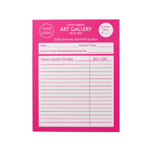 Bloc-note Moderne simple Magenta Ajouter un logo   Feuilles 