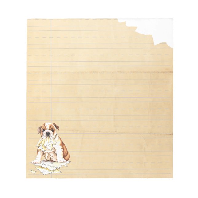 Bloc-note Mon Bulldog Mange Mes devoirs (Devant)