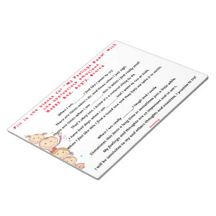 Bloc-note Mon poème Sentiments Remplissez le blanc