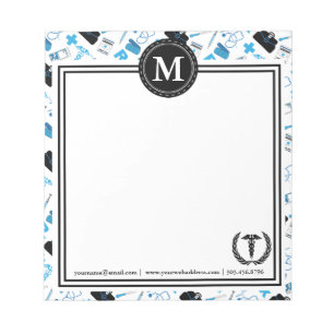 Bloc-note Monogram - Medical Design - Blue