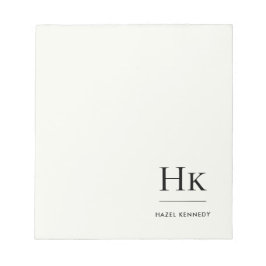 Bloc-note Monogram Modern Minimal Ivory White Monogrammed