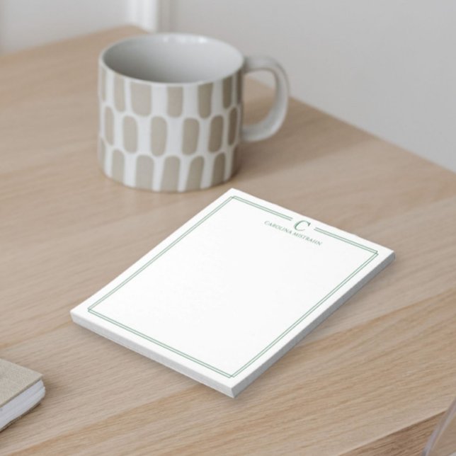 Bloc-note Monogram Professional Dark Green Border Stationery (Créateur téléchargé)