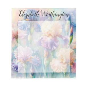 Bloc-note Monogramme aquarelle florale iris fleurs violettes
