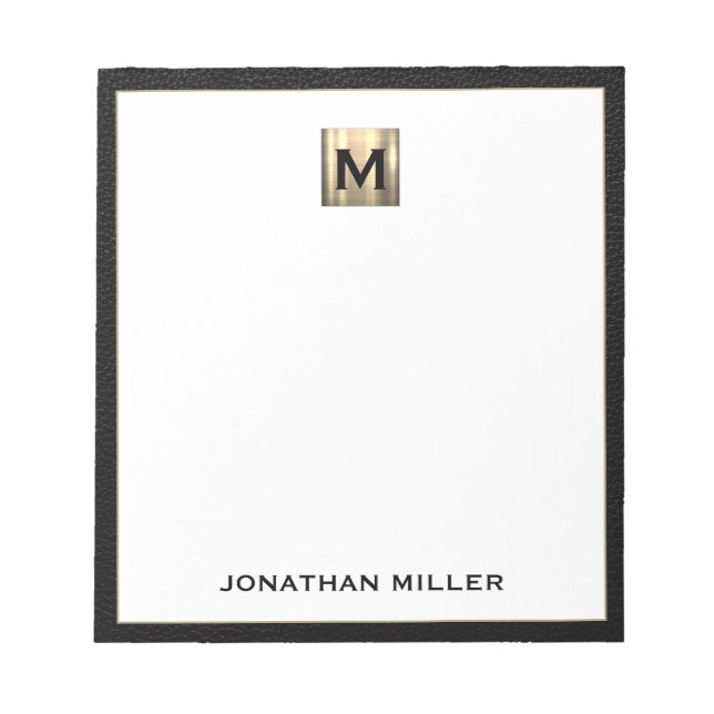 Bloc-note Monogramme Black Gold Nom initial (Devant)