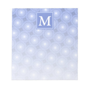 Bloc-note Monogramme bleu cercles motif