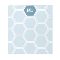 Monogramme bleu clair Hexagon Motif de peigne de m