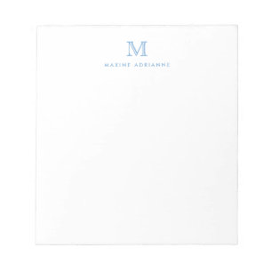 Bloc-note Monogramme bleu foncé simple moderne initial