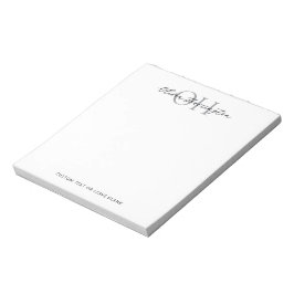 Bloc-note Monogramme classique moderne noir et blanc