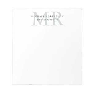Bloc-note Monogramme Classique Professionnel Minimaliste Sim