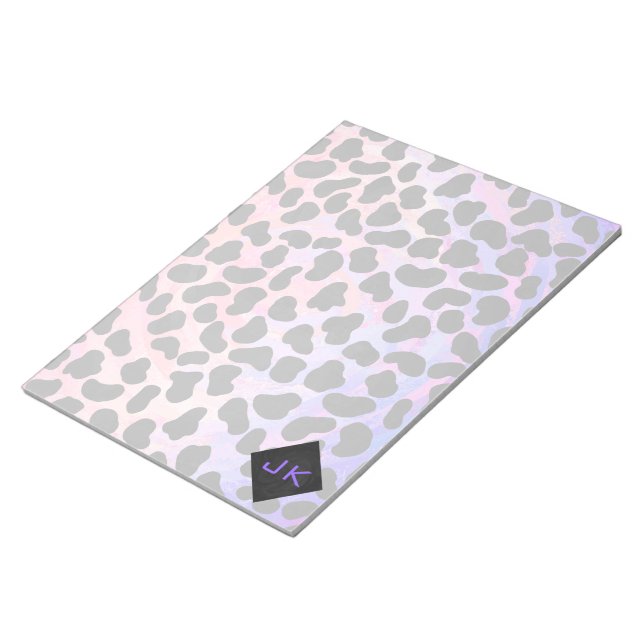 Bloc-note Monogramme Dalmatien noir et rose (Incliné)