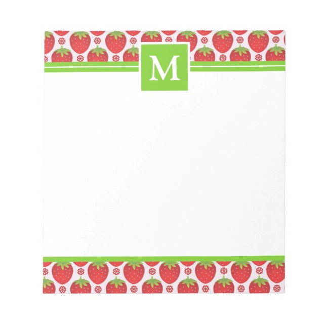 Bloc-note Monogramme de fraises estivales (Devant)