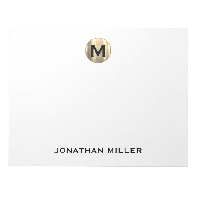 Bloc-note Monogramme de luxe simple 11 x 8,5 (Devant)