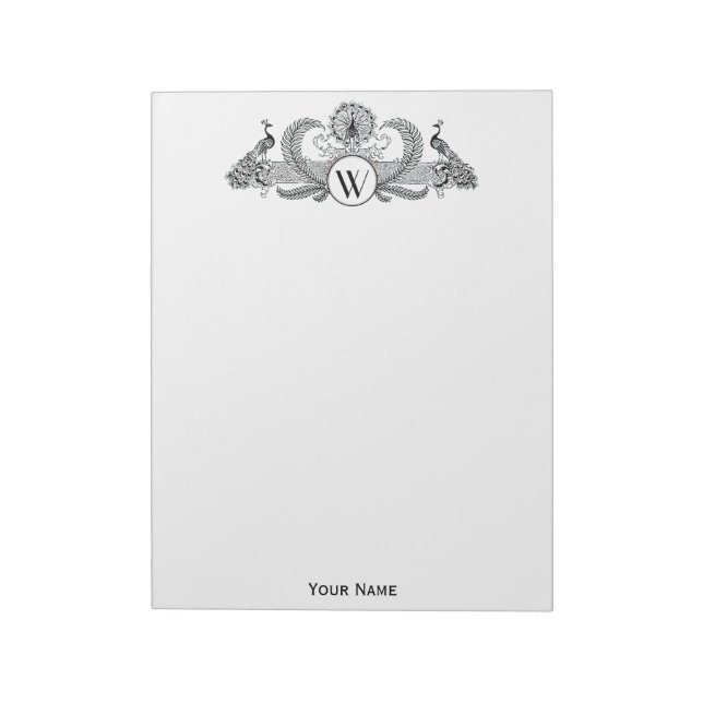 Bloc-note Monogramme de Peacocks vintages (Tourné)