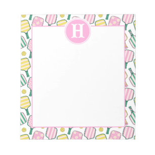 Bloc-note Monogramme de Pickleball Jaune rose pâle