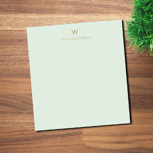 Bloc-note Monogramme de style moderne vert sauge or