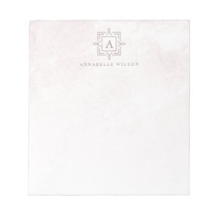 Bloc-note Monogramme élégant en marbre rose